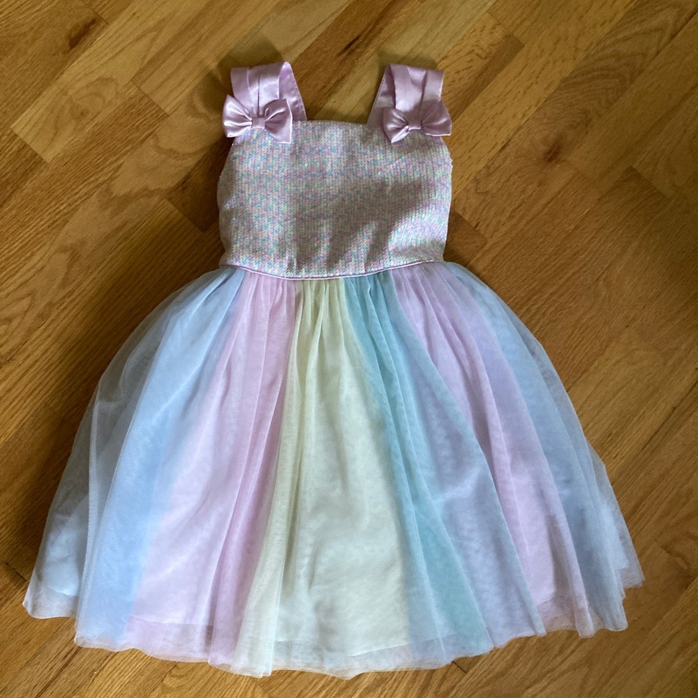 Girls Pastel Rainbow Tulle Party Dress
